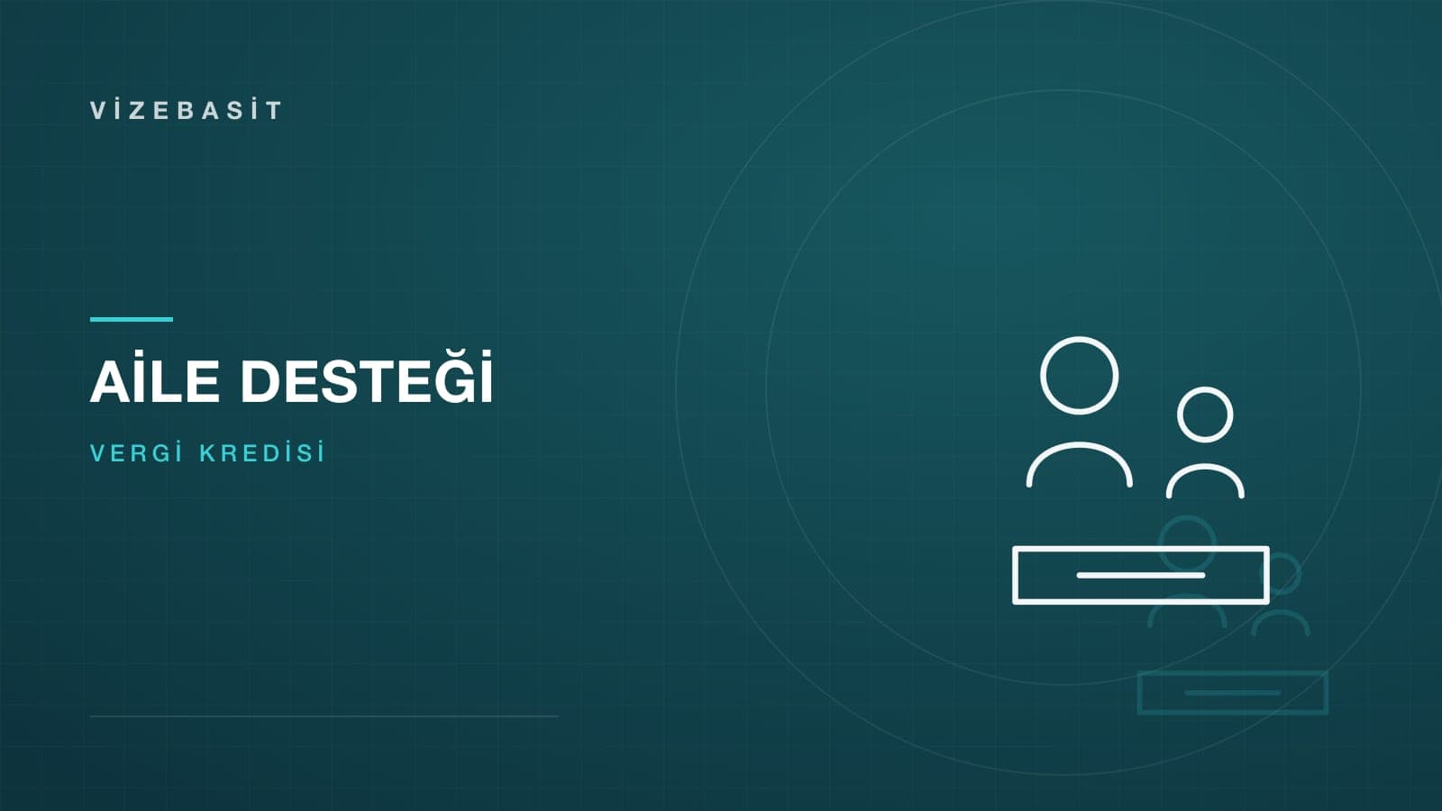 ABD’de çocuklu ailelere yönelik vergi kredisi destekleri için iki figür ve destek çizgisi motifli kapak görseli