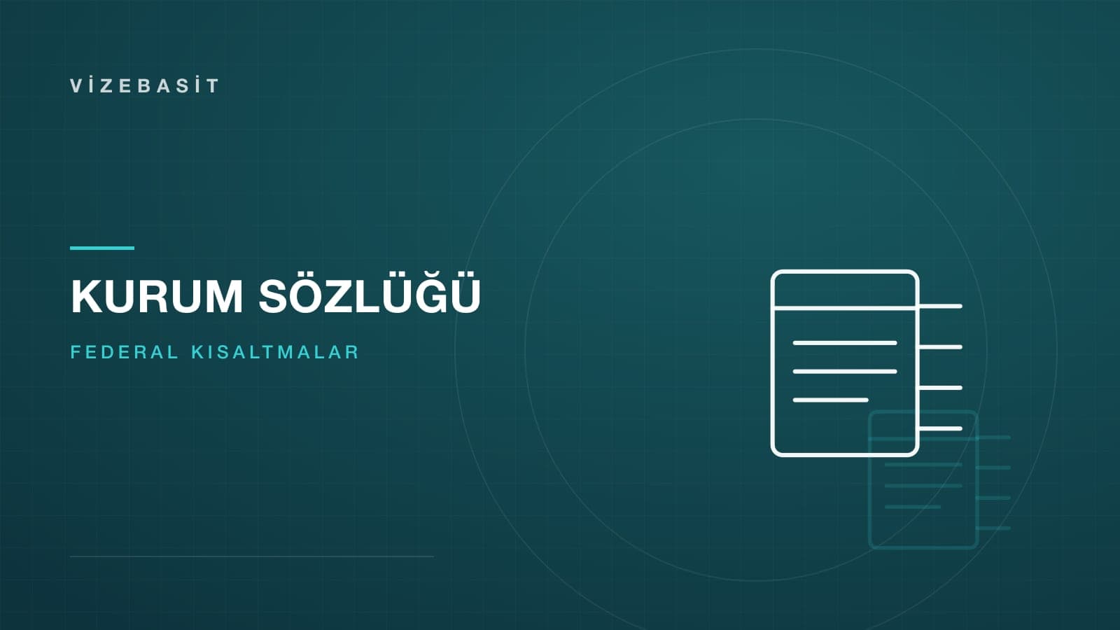 ABD federal kurumlarının kısaltma sözlüğü için satır satır listelenmiş belge motifli kapak görseli