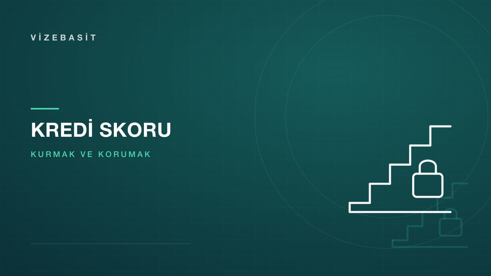 ABD kredi skoru için yükselen basamak ve koruyucu kilit motifli kapak görseli