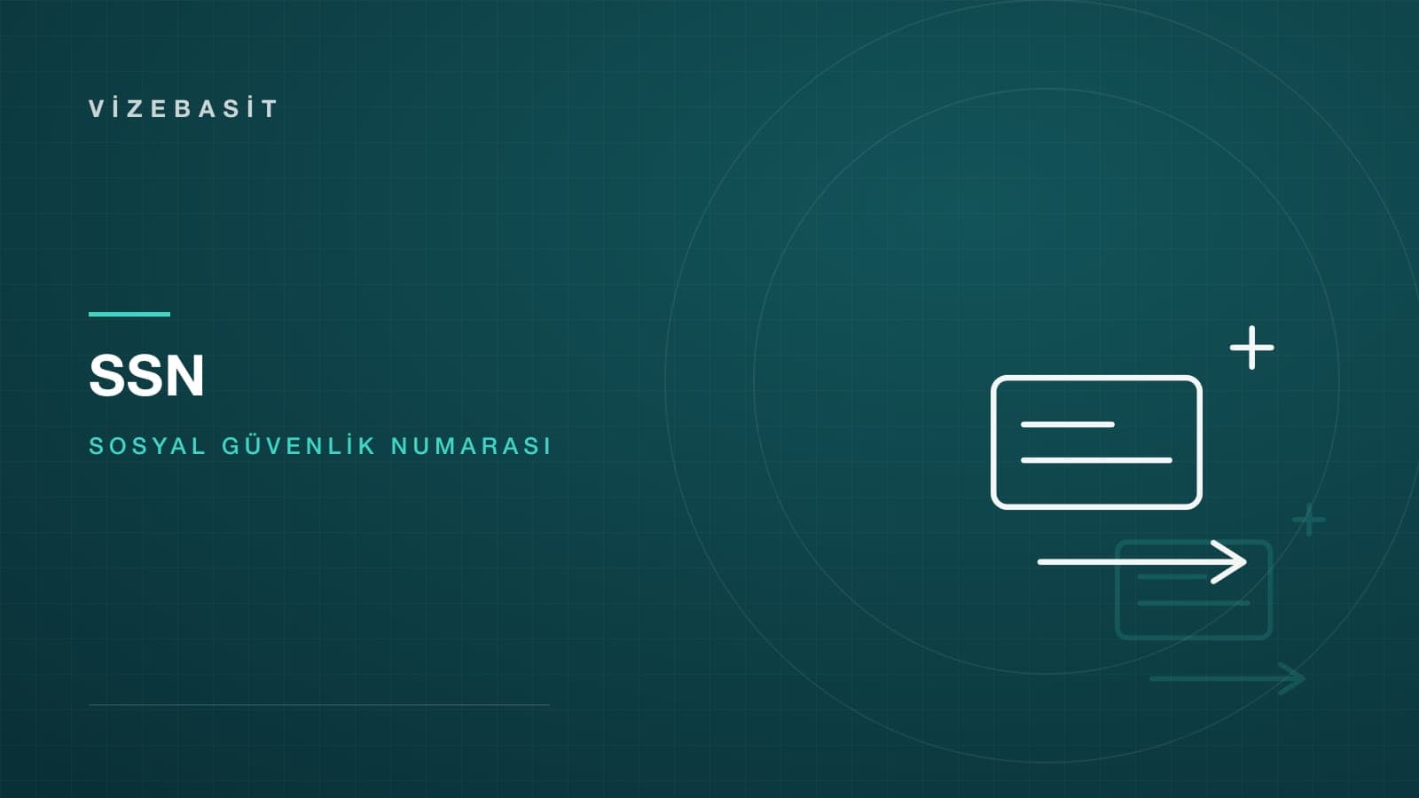 ABD sosyal güvenlik numarası için numara kartı ve gelen posta oku motifli koyu teal kapak görseli