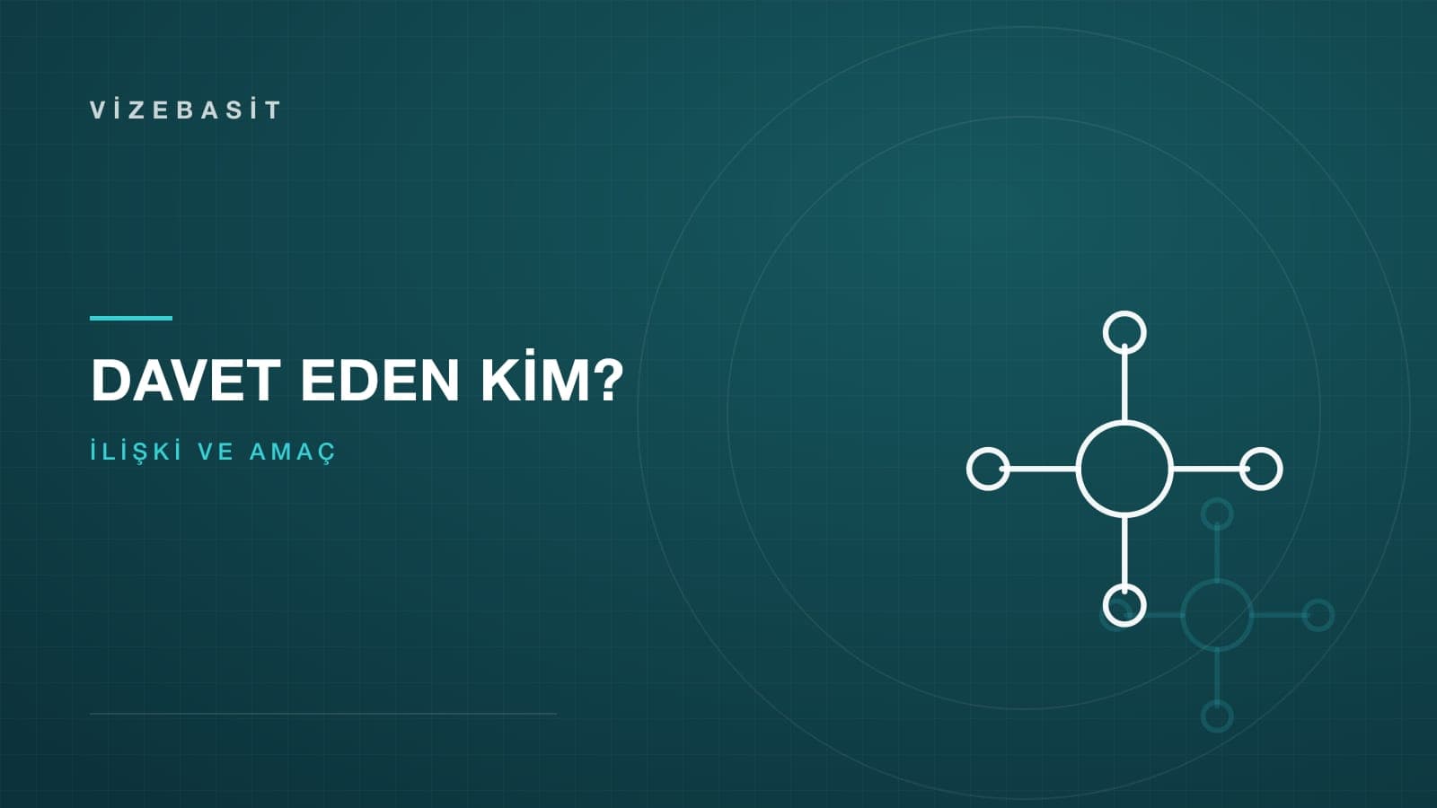 ABD vizesinde davet edenin ilişkisi için merkezden dört farklı bağlantı çıkan motifli kapak görseli