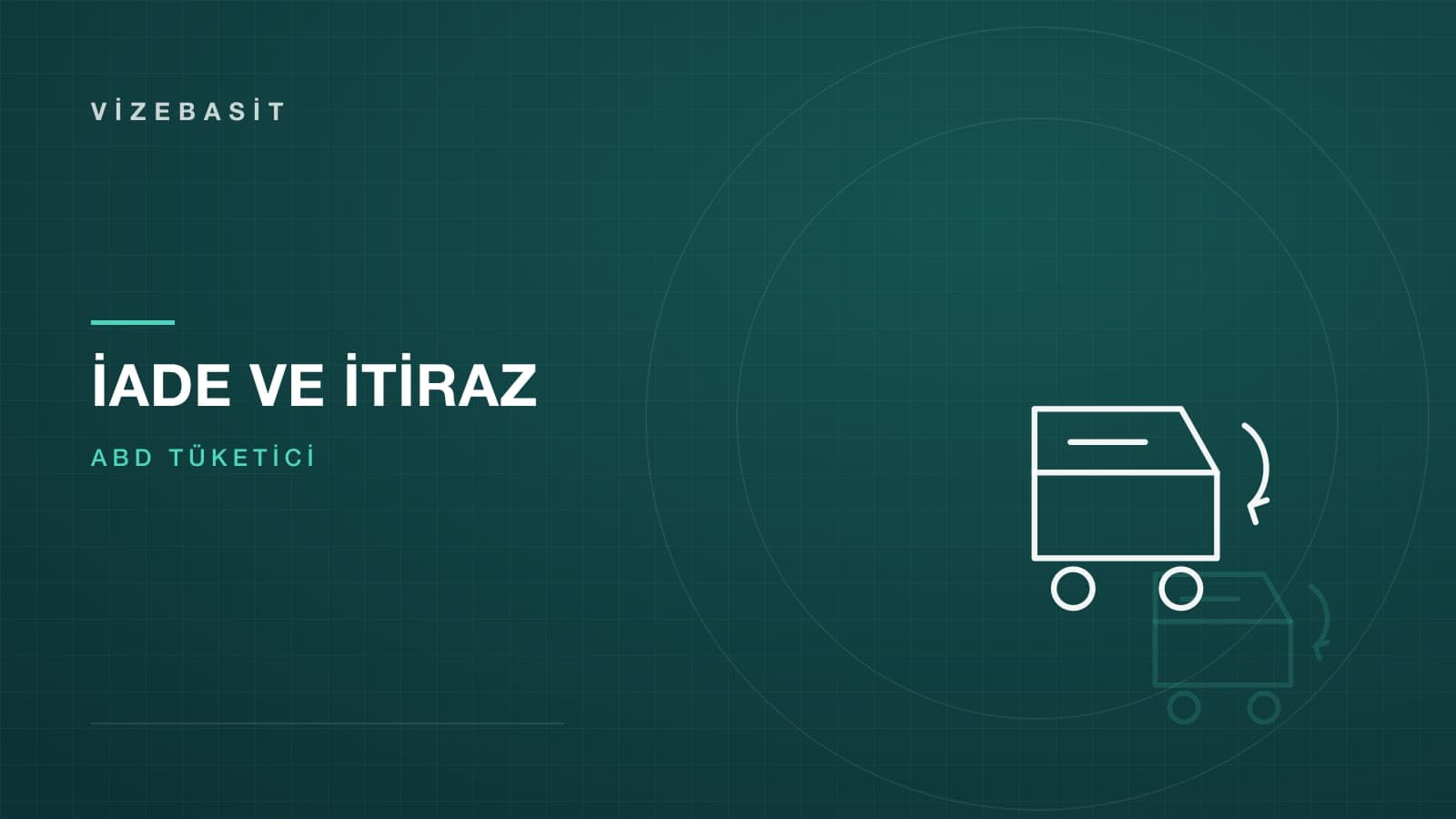ABD alışveriş iade ve kart itirazı için alışveriş arabası ve iade oku motifli kapak görseli