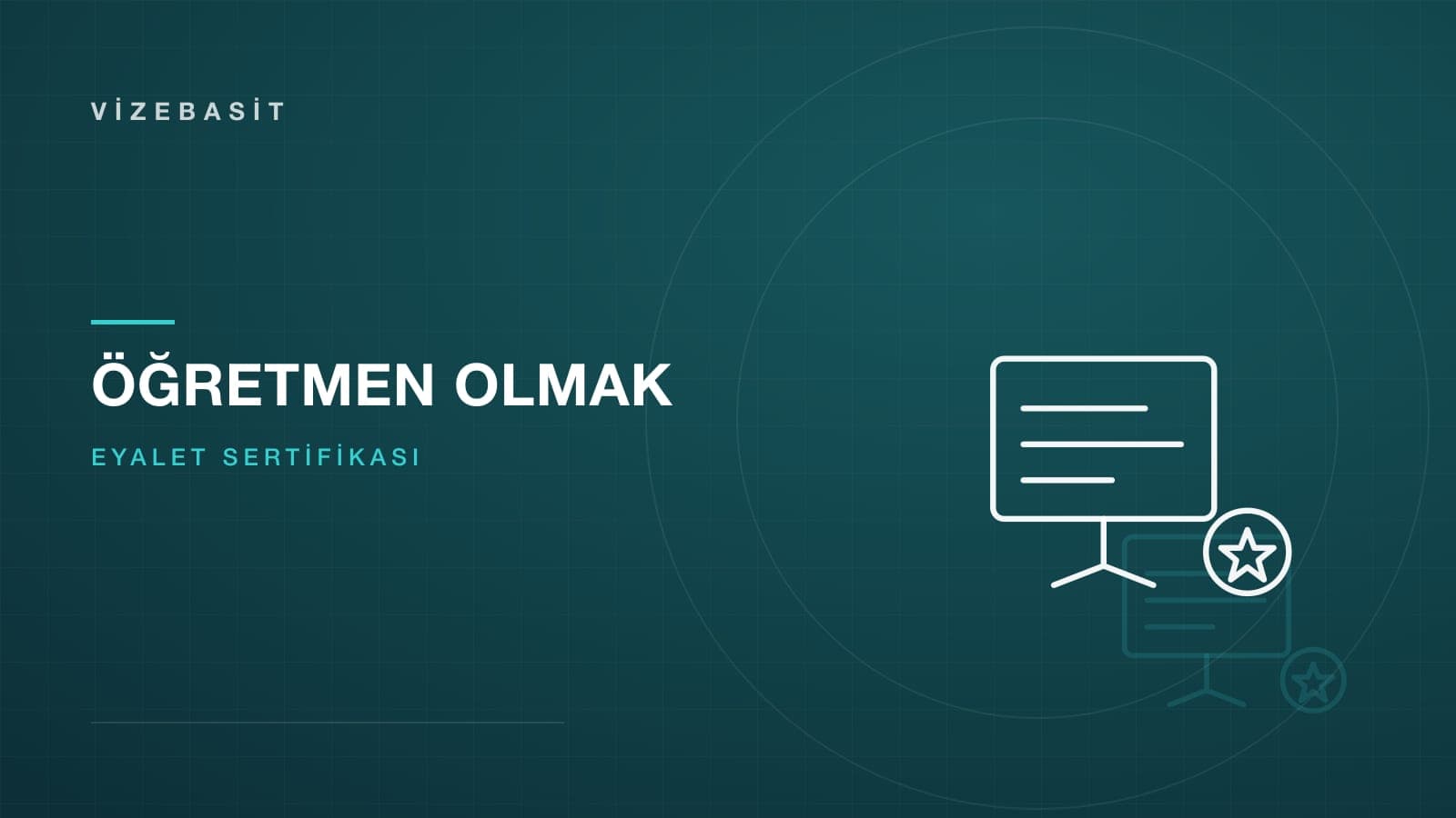 ABD’de öğretmen olmak için yazı tahtası ve eyalet sertifikası mührü motifli kapak görseli
