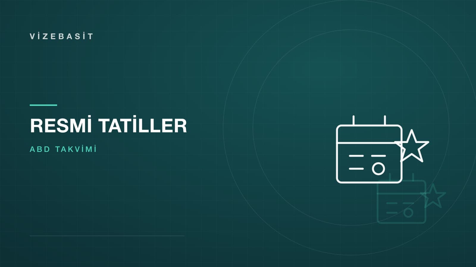 ABD resmî tatilleri için takvim ve yıldız motifli koyu teal kapak görseli