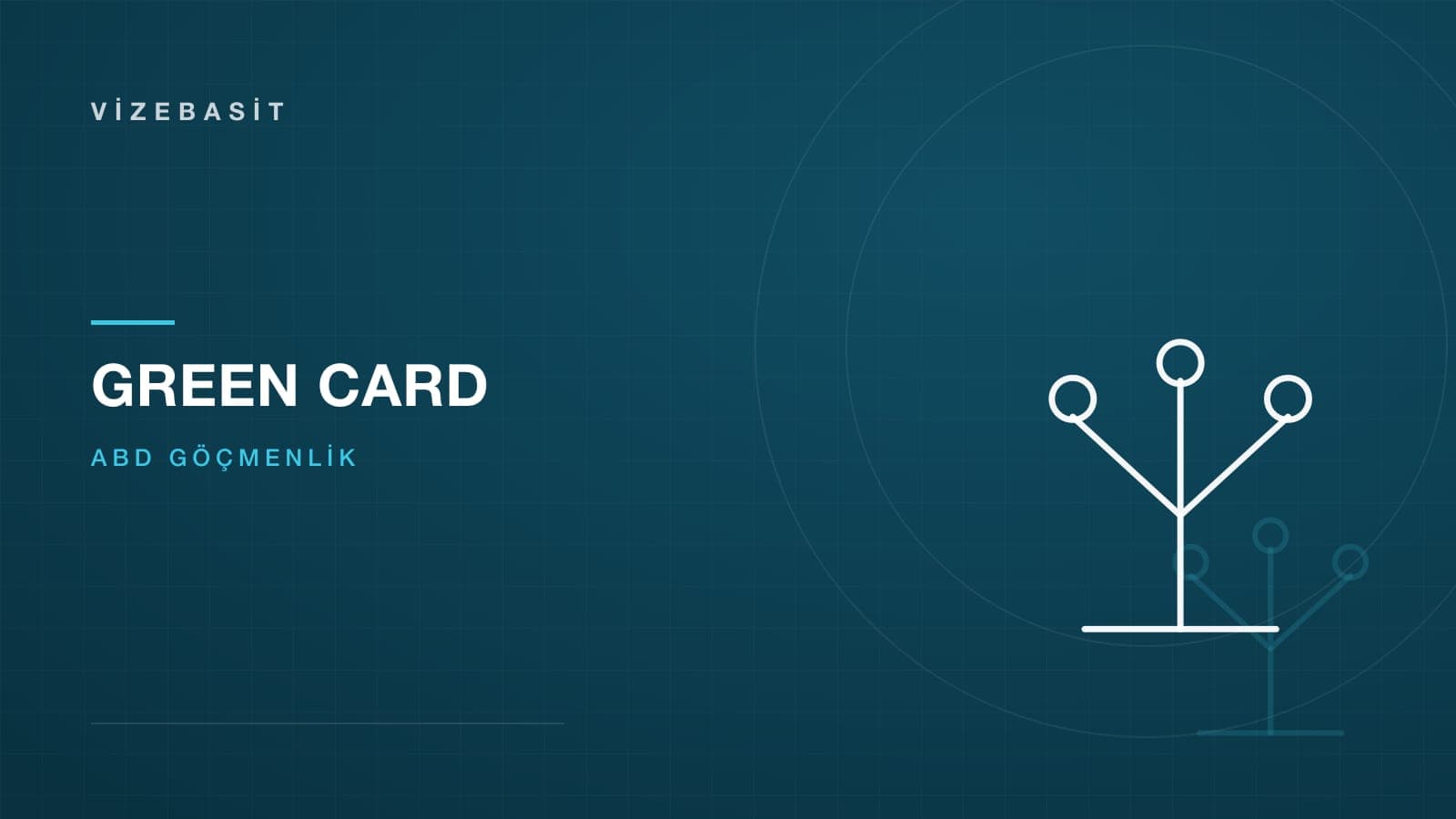 Green Card kategorileri için çok yollu kavşak motifli koyu mavi-teal kapak görseli
