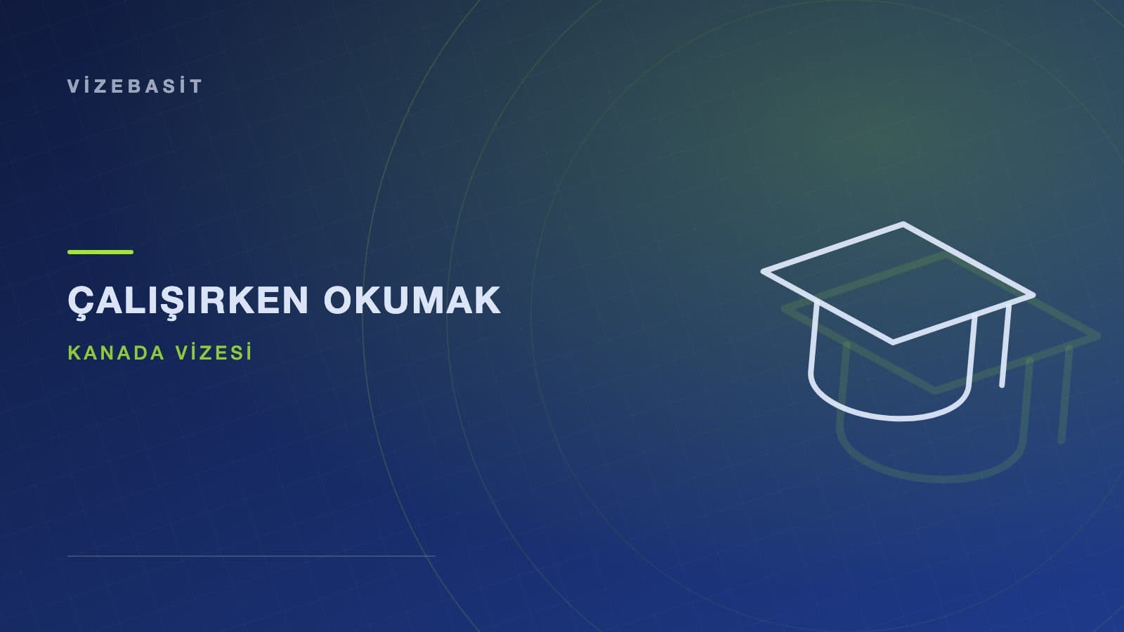 Kanada çalışma izniyle kısa süreli eğitim için mezuniyet kepi motifli kapak görseli